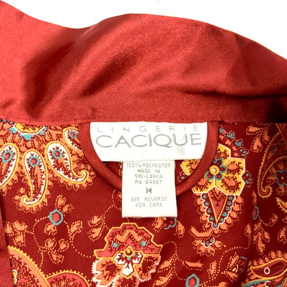 Vintage Cacique Lingerie Satin Polyester Paisley Print Robe Sz M - Picture 4 of 16
